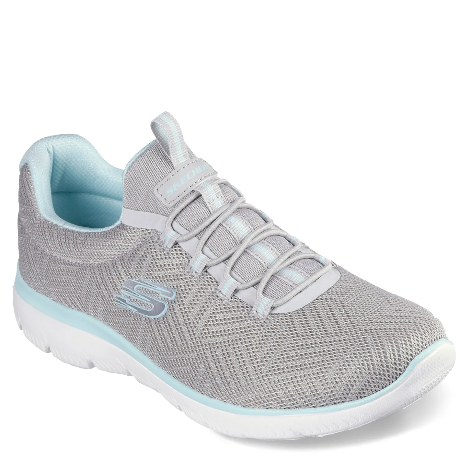 Walking*Skechers Women's , Summits - Artistry Chic Sneaker Grey Light Blue