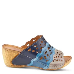 Wedges*Spring Step Women's , Footy Sandal Blue Multi