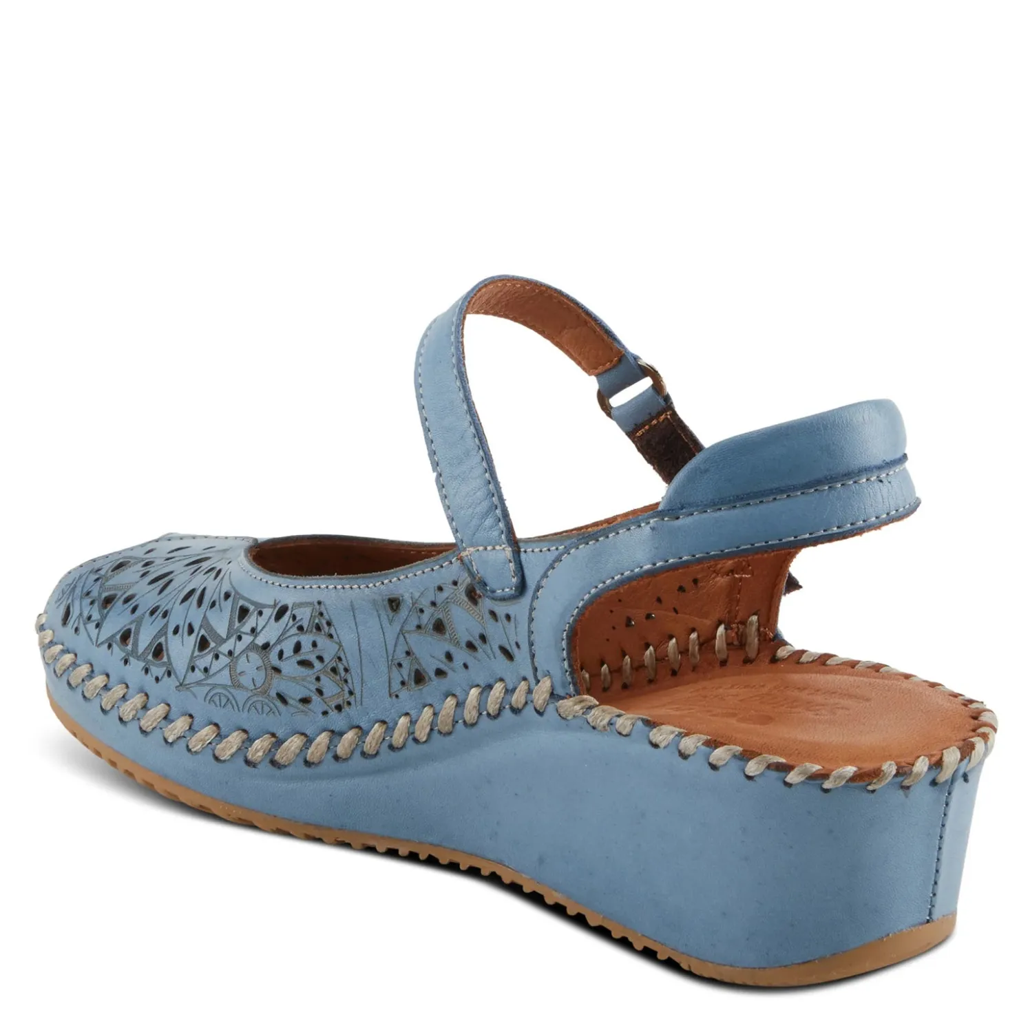 Wedges*Spring Step Women's , Santonio Sandal Blue