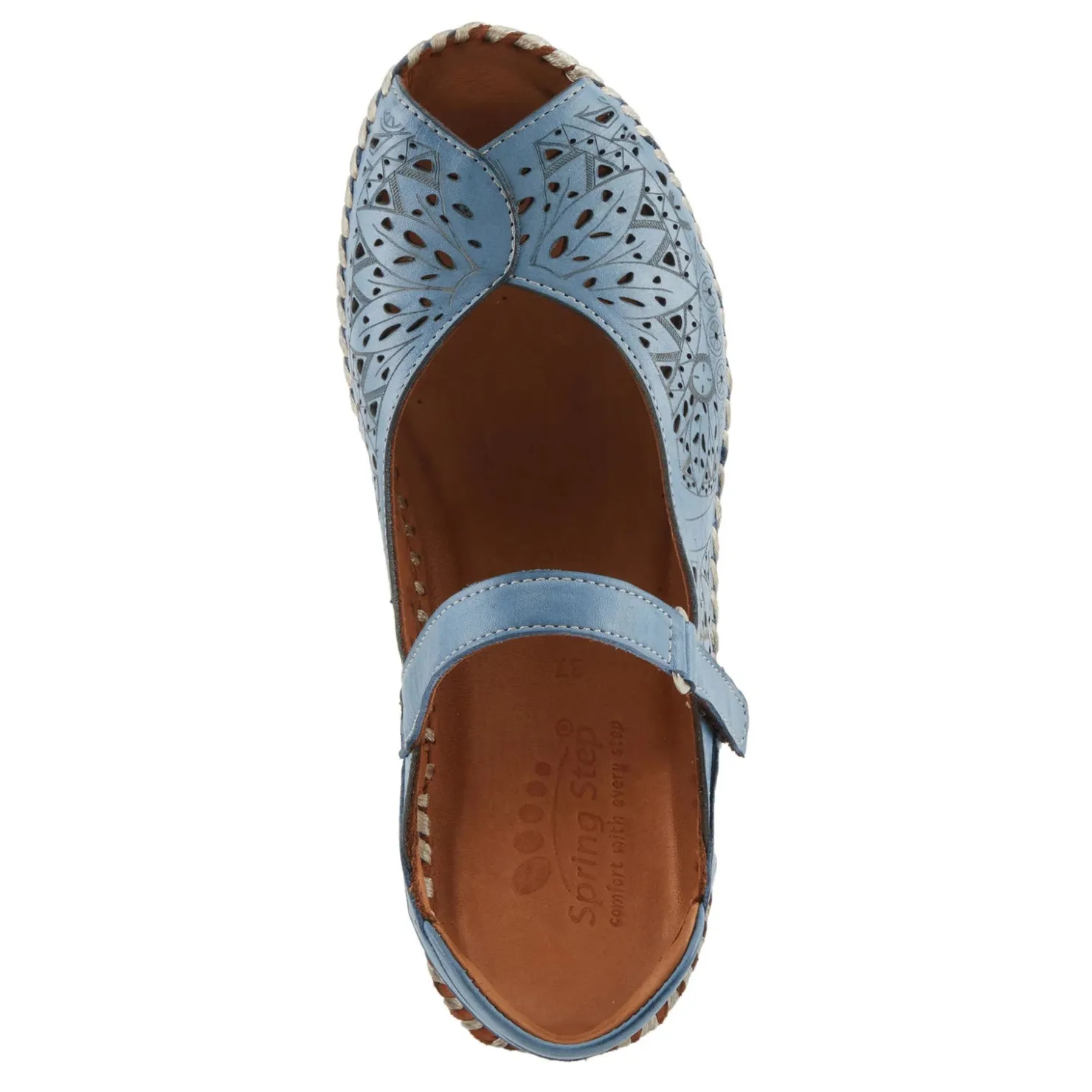 Wedges*Spring Step Women's , Santonio Sandal Blue