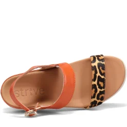 Footbed Sandals*Strive Women's , Lucia Sandal Orange / Leopard