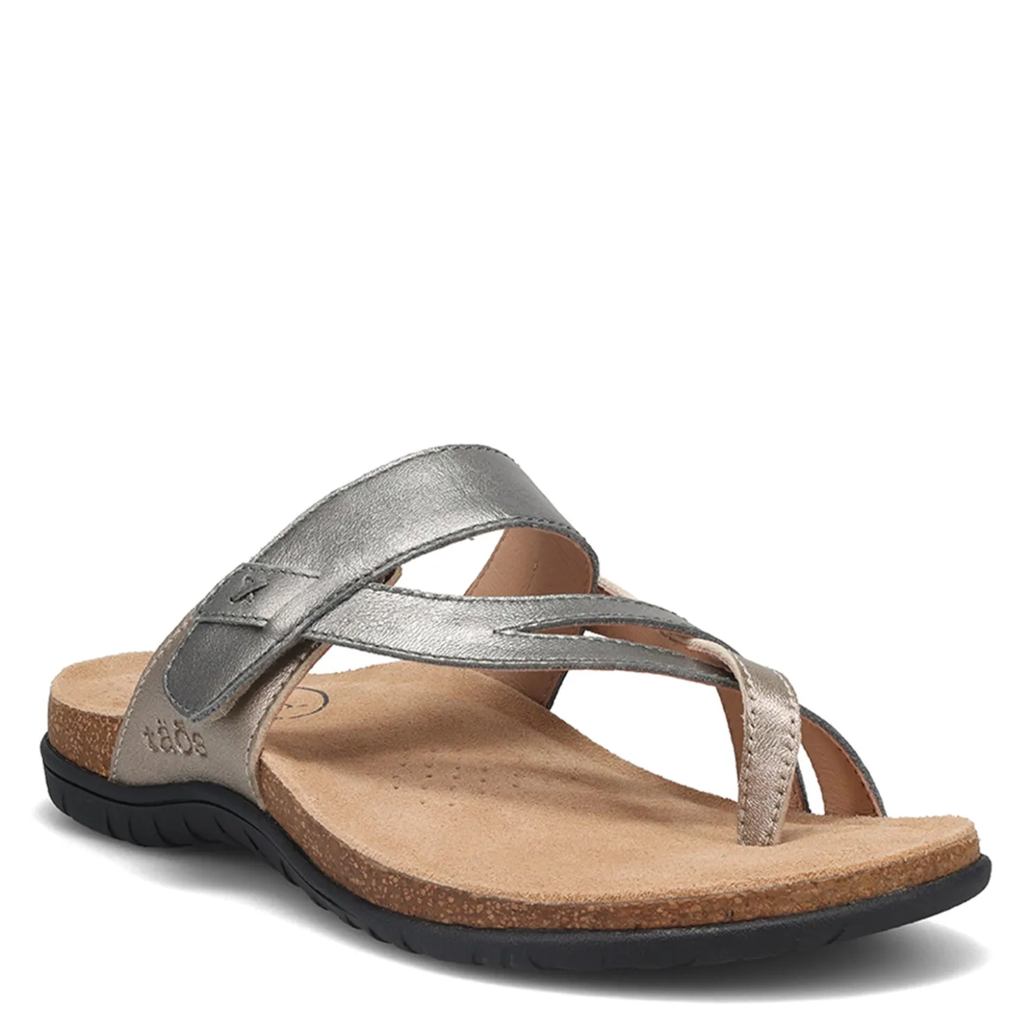 Footbed Sandals*Taos Women's , Perfect Sandal Grey Champagne Metallic