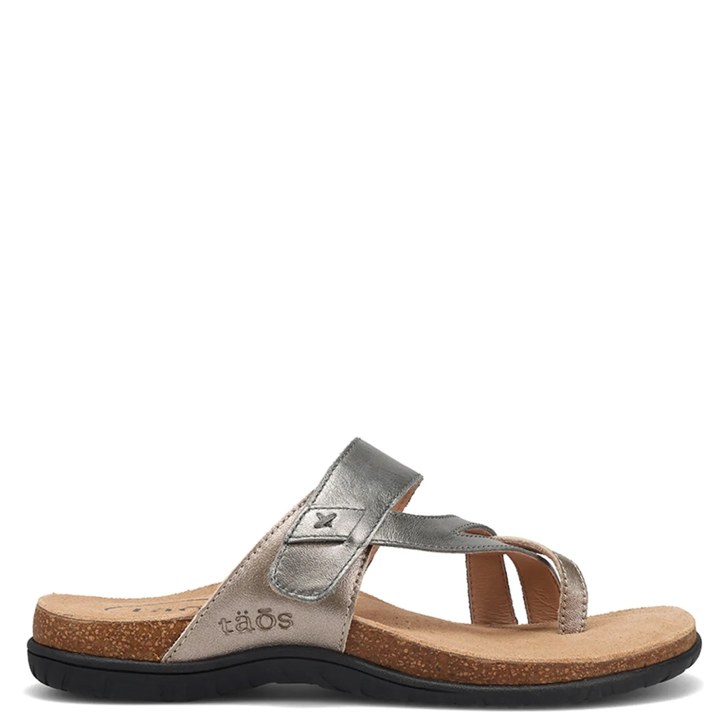 Footbed Sandals*Taos Women's , Perfect Sandal Grey Champagne Metallic