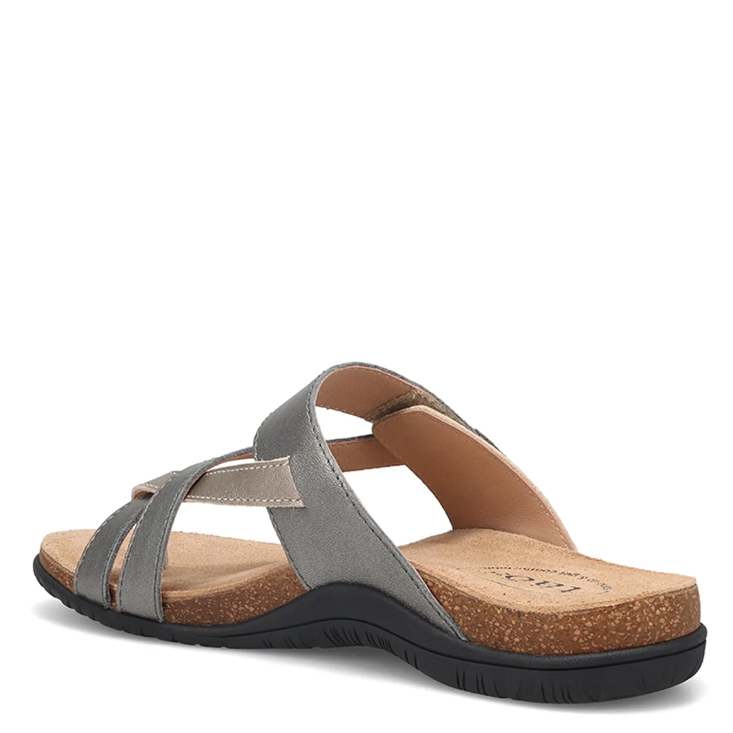Footbed Sandals*Taos Women's , Perfect Sandal Grey Champagne Metallic