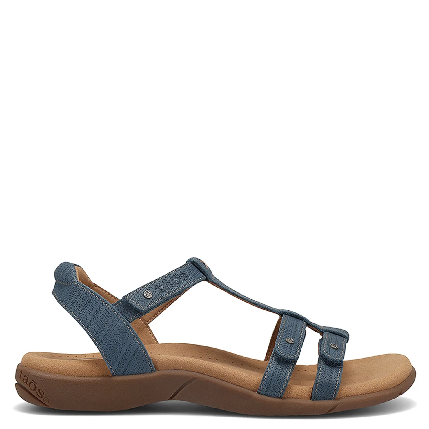 Footbed Sandals*Taos Women's , Trophy 2 Sandal Blue Emboss