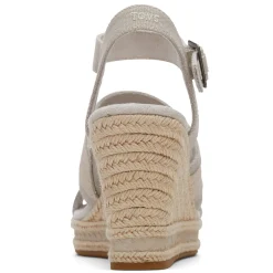 Wedges*TOMS Women's , Madelyn Sandal Pebble Grey Canvas