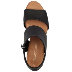 Heeled Sandals*TOMS Women's , Majorca Platform Sandal Black Leather