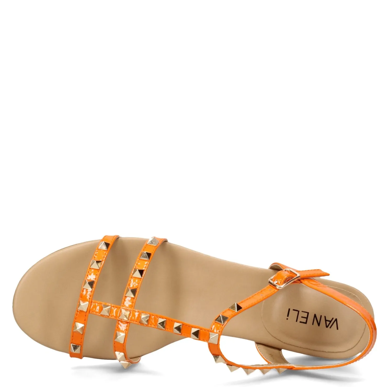 Heeled Sandals*Vaneli Women's , Brunel Sandal Orange Wrinkle Patent