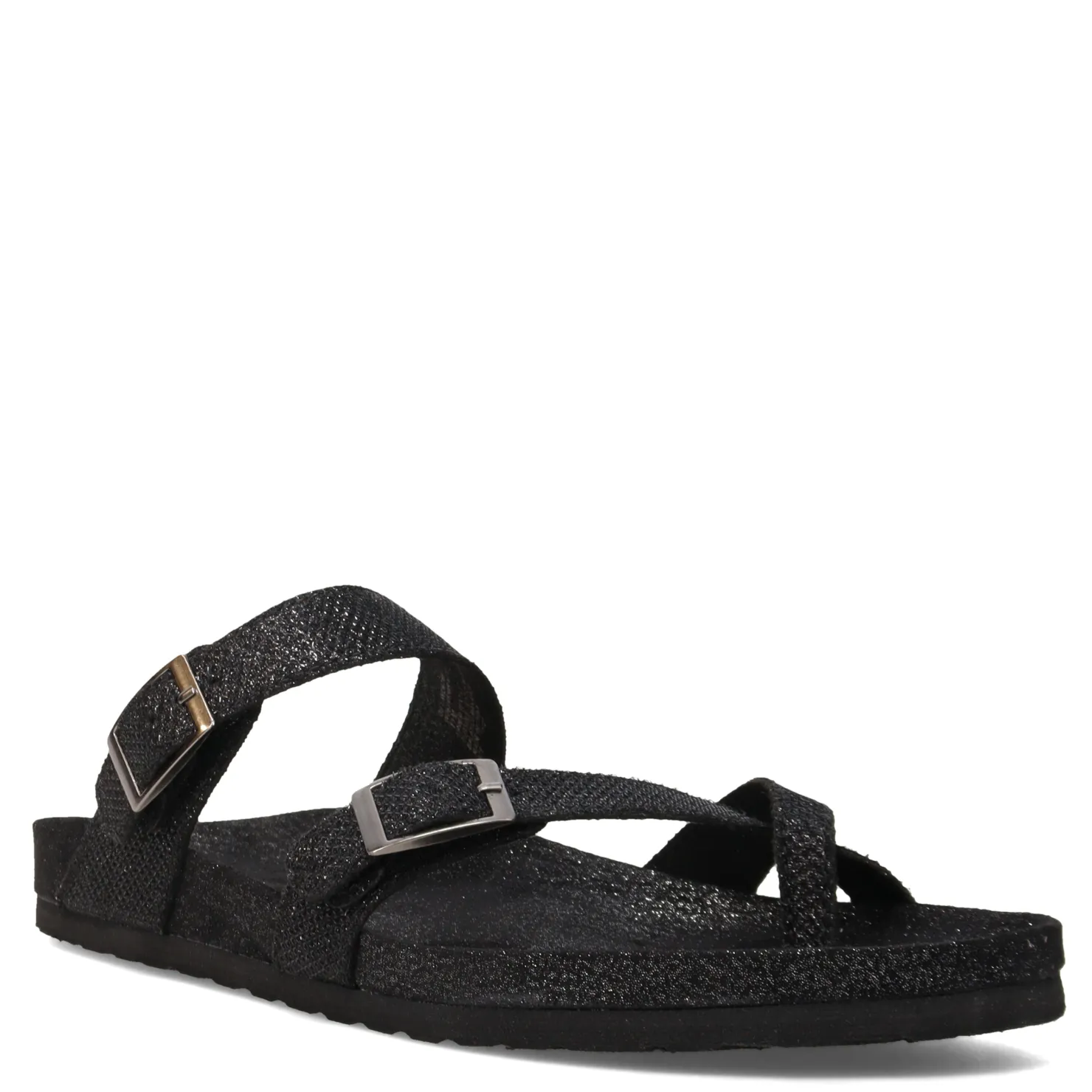 Footbed Sandals*White Mountain Women's , Gracie Sandal Black Glitter